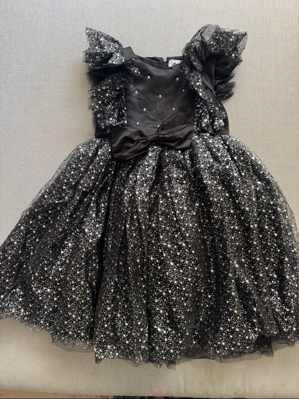 Lola + The Boys Black Dress with Star Detail and Bow. Size 8.